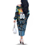Personalised NAIDOC Week 2025 Blues Football Family Matching Off The Shoulder Long Sleeve Dress and Hawaiian Shirt Aboriginal Dot Painting