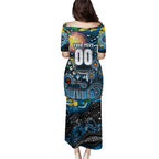 Personalised NAIDOC Week 2025 Blues Football Family Matching Puletasi and Hawaiian Shirt Aboriginal Dot Painting
