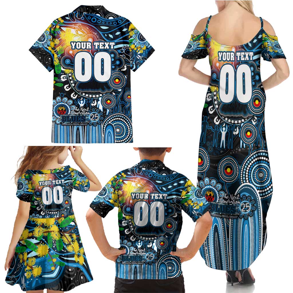 Personalised NAIDOC Week 2025 Blues Football Family Matching Summer Maxi Dress and Hawaiian Shirt Aboriginal Dot Painting