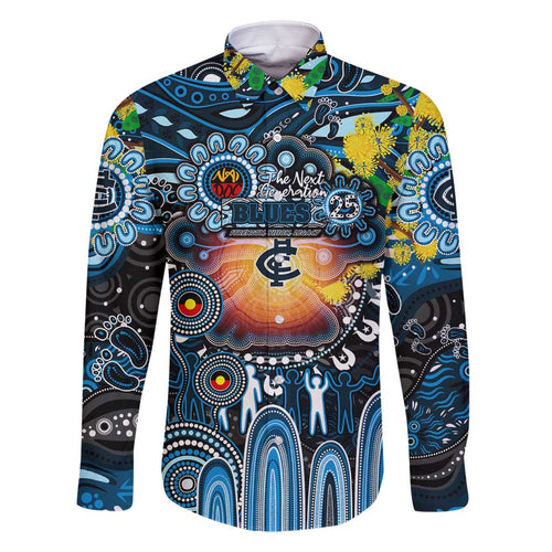 Personalised NAIDOC Week 2025 Blues Football Family Matching Summer Maxi Dress and Hawaiian Shirt Aboriginal Dot Painting