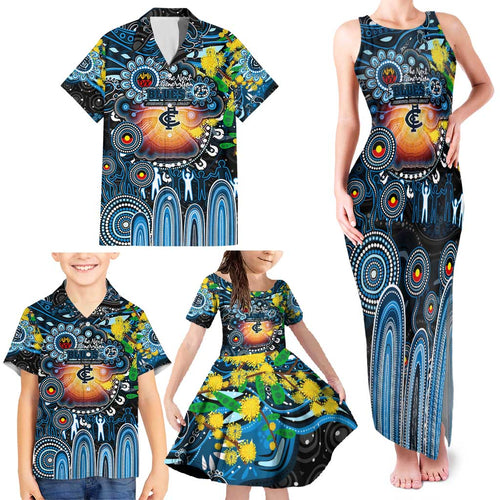 Personalised NAIDOC Week 2025 Blues Football Family Matching Tank Maxi Dress and Hawaiian Shirt Aboriginal Dot Painting