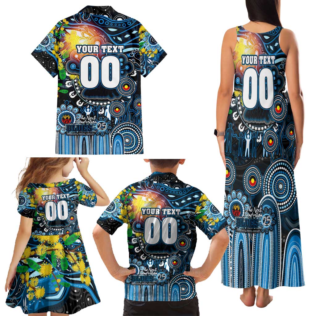 Personalised NAIDOC Week 2025 Blues Football Family Matching Tank Maxi Dress and Hawaiian Shirt Aboriginal Dot Painting