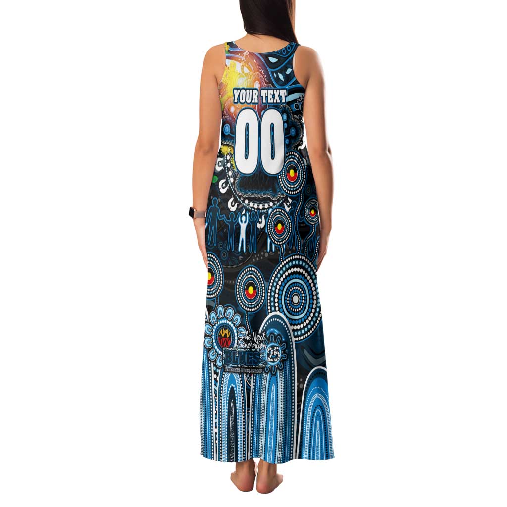 Personalised NAIDOC Week 2025 Blues Football Family Matching Tank Maxi Dress and Hawaiian Shirt Aboriginal Dot Painting