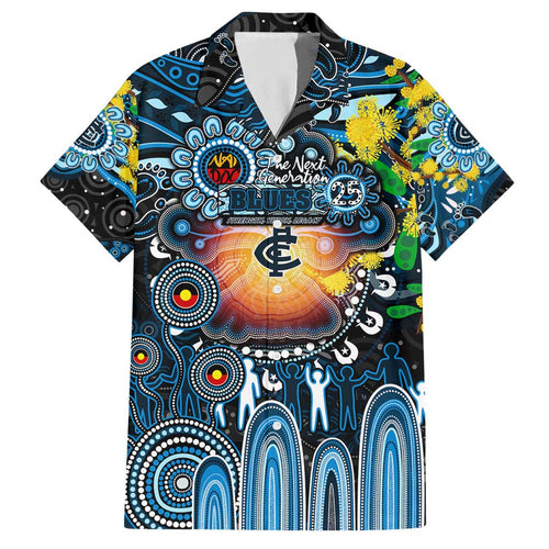 Personalised NAIDOC Week 2025 Blues Football Hawaiian Shirt Aboriginal Dot Painting