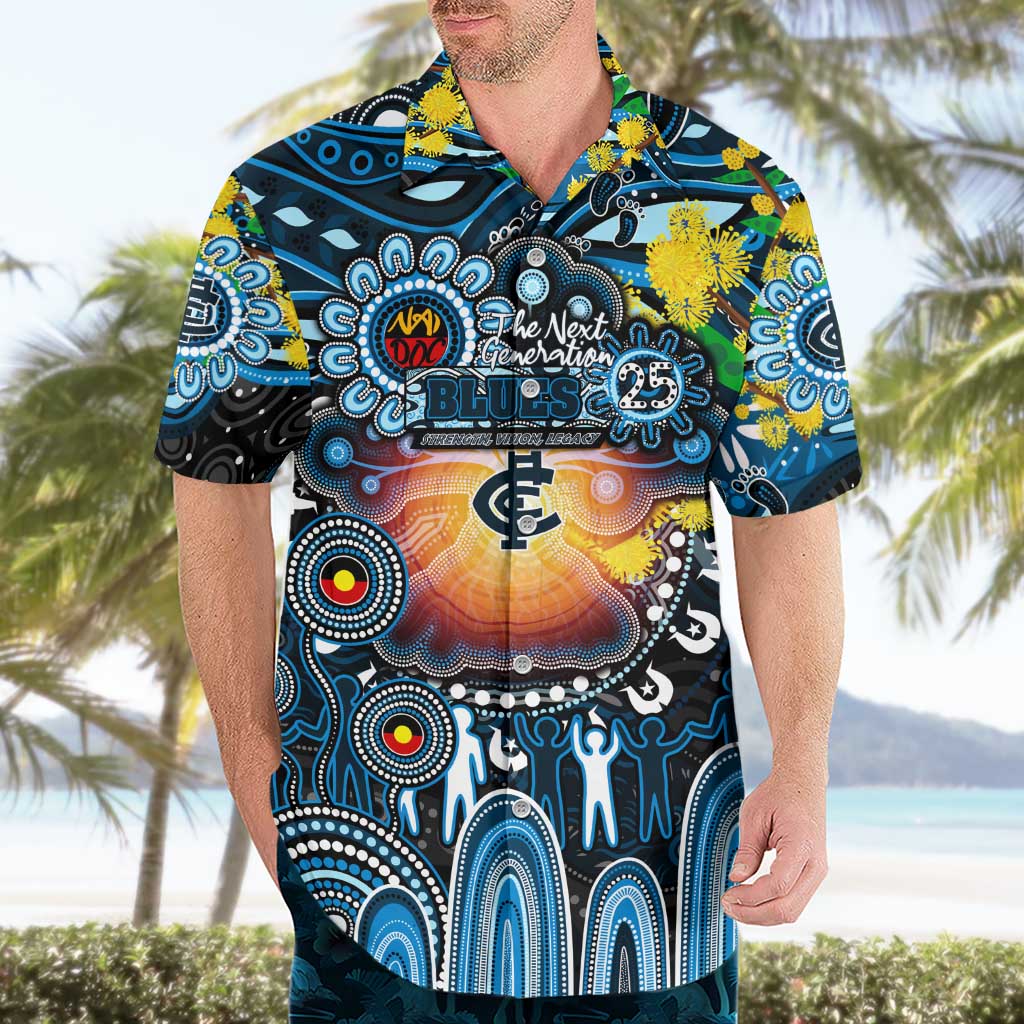 Personalised NAIDOC Week 2025 Blues Football Hawaiian Shirt Aboriginal Dot Painting