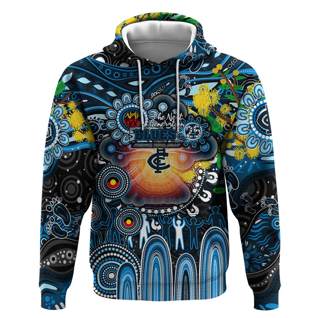 Personalised NAIDOC Week 2025 Blues Football Hoodie Aboriginal Dot Painting