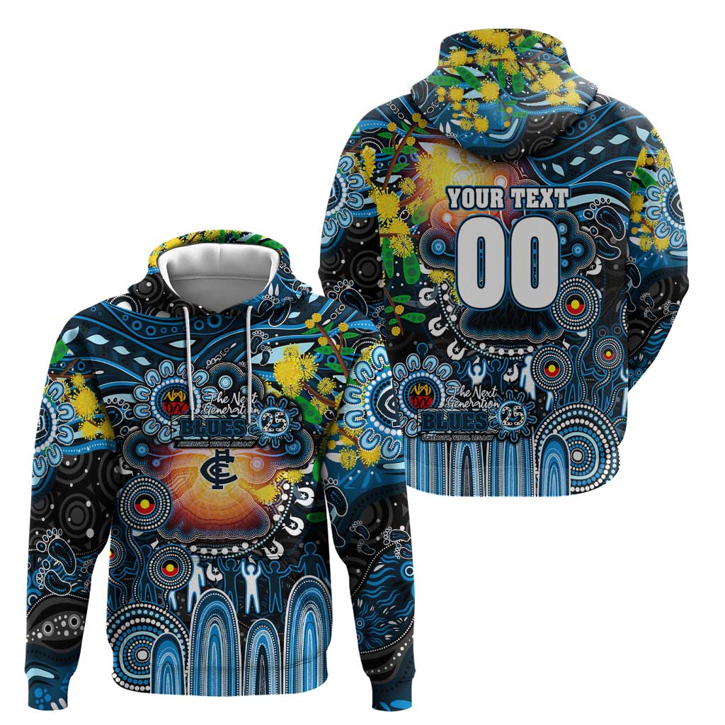 Personalised NAIDOC Week 2025 Blues Football Hoodie Aboriginal Dot Painting