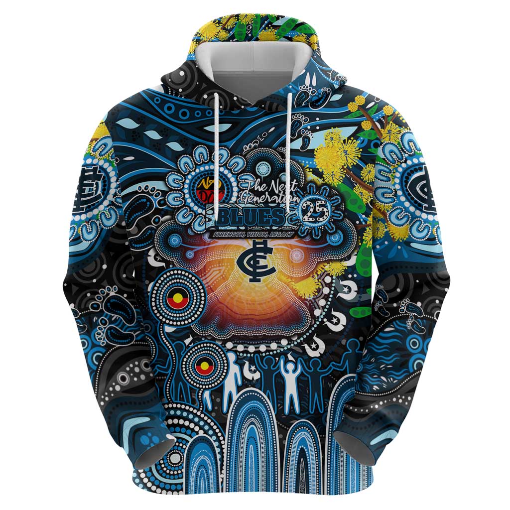 Personalised NAIDOC Week 2025 Blues Football Hoodie Aboriginal Dot Painting