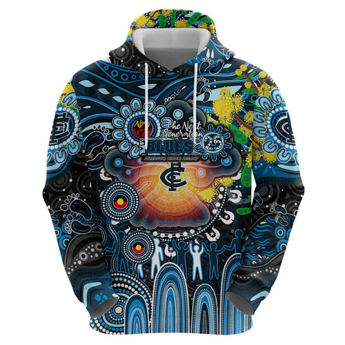 Personalised NAIDOC Week 2025 Blues Football Hoodie Aboriginal Dot Painting