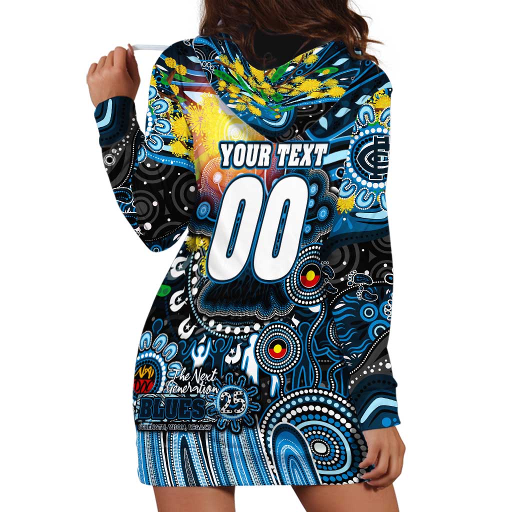 Personalised NAIDOC Week 2025 Blues Football Hoodie Dress Aboriginal Dot Painting