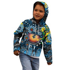 Personalised NAIDOC Week 2025 Blues Football Kid Hoodie Aboriginal Dot Painting