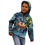 Personalised NAIDOC Week 2025 Blues Football Kid Hoodie Aboriginal Dot Painting
