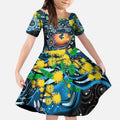 Personalised NAIDOC Week 2025 Blues Football Kid Short Sleeve Dress Aboriginal Dot Painting