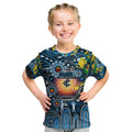 Personalised NAIDOC Week 2025 Blues Football Kid T Shirt Aboriginal Dot Painting
