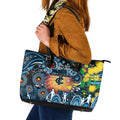 NAIDOC Week 2025 Blues Football Leather Tote Bag Aboriginal Dot Painting