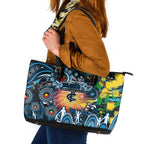 NAIDOC Week 2025 Blues Football Leather Tote Bag Aboriginal Dot Painting