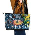 NAIDOC Week 2025 Blues Football Leather Tote Bag Aboriginal Dot Painting