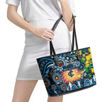NAIDOC Week 2025 Blues Football Leather Tote Bag Aboriginal Dot Painting