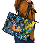 NAIDOC Week 2025 Blues Football Leather Tote Bag Aboriginal Dot Painting
