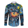 Personalised NAIDOC Week 2025 Blues Football Long Sleeve Button Shirt Aboriginal Dot Painting