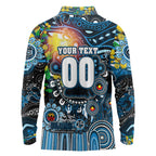 Personalised NAIDOC Week 2025 Blues Football Long Sleeve Polo Shirt Aboriginal Dot Painting