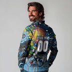 Personalised NAIDOC Week 2025 Blues Football Long Sleeve Polo Shirt Aboriginal Dot Painting