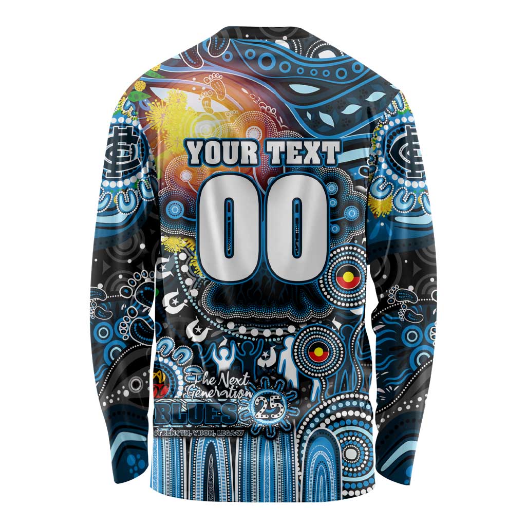Personalised NAIDOC Week 2025 Blues Football Long Sleeve Shirt Aboriginal Dot Painting