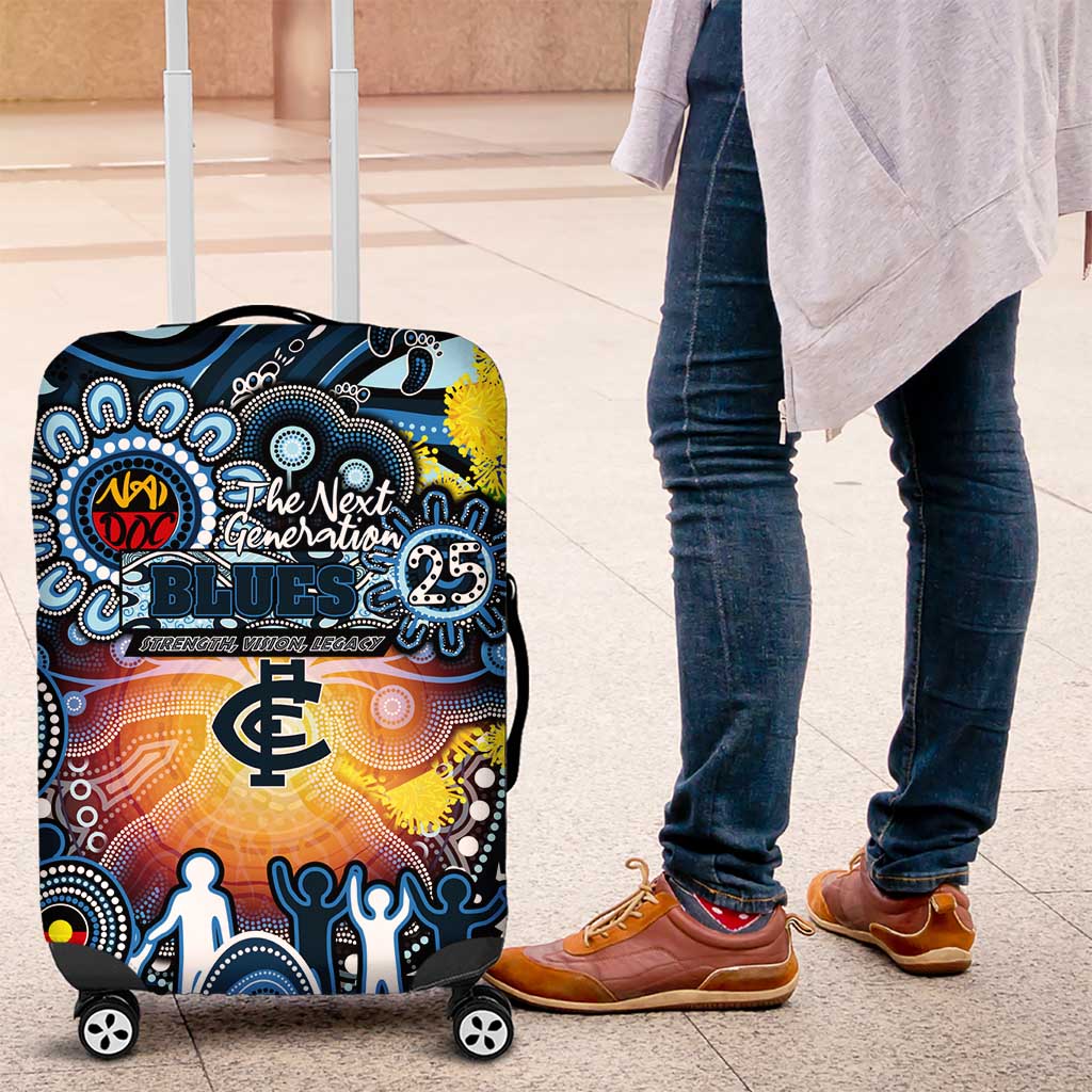 NAIDOC Week 2025 Blues Football Luggage Cover Aboriginal Dot Painting