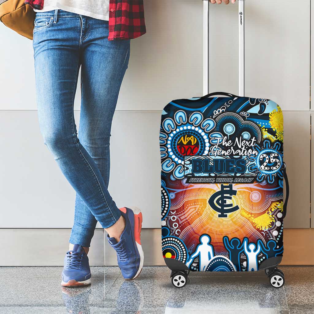 NAIDOC Week 2025 Blues Football Luggage Cover Aboriginal Dot Painting
