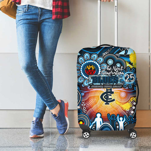 NAIDOC Week 2025 Blues Football Luggage Cover Aboriginal Dot Painting