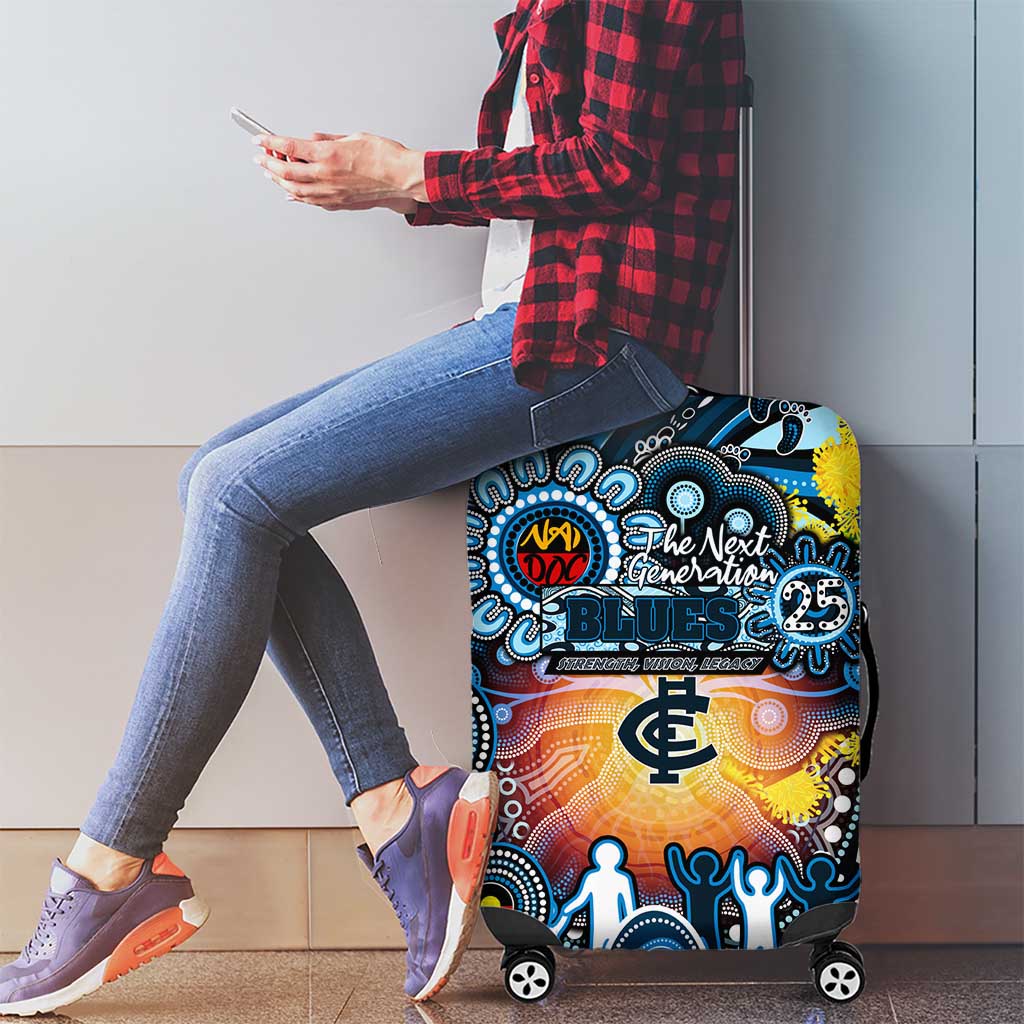 NAIDOC Week 2025 Blues Football Luggage Cover Aboriginal Dot Painting
