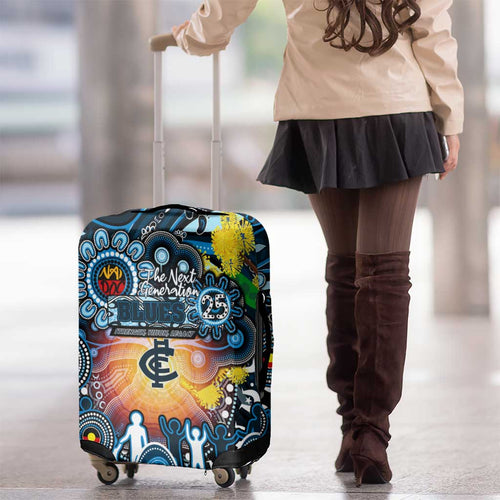 NAIDOC Week 2025 Blues Football Luggage Cover Aboriginal Dot Painting