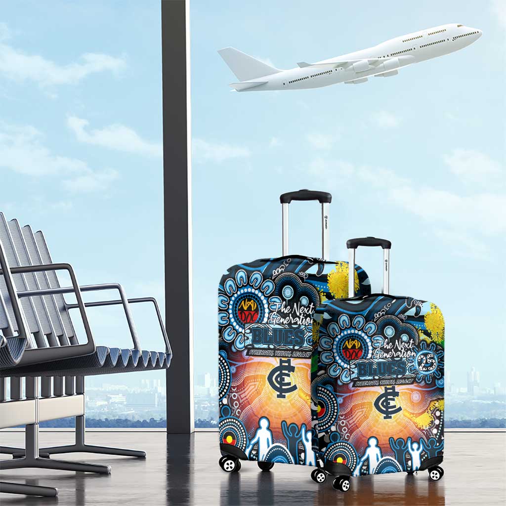 NAIDOC Week 2025 Blues Football Luggage Cover Aboriginal Dot Painting