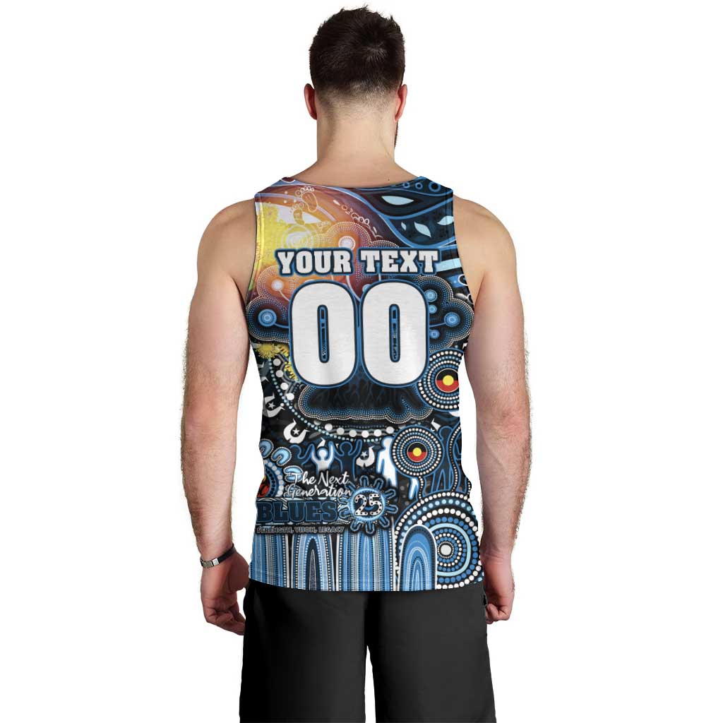 Personalised NAIDOC Week 2025 Blues Football Men Tank Top Aboriginal Dot Painting