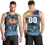 Personalised NAIDOC Week 2025 Blues Football Men Tank Top Aboriginal Dot Painting