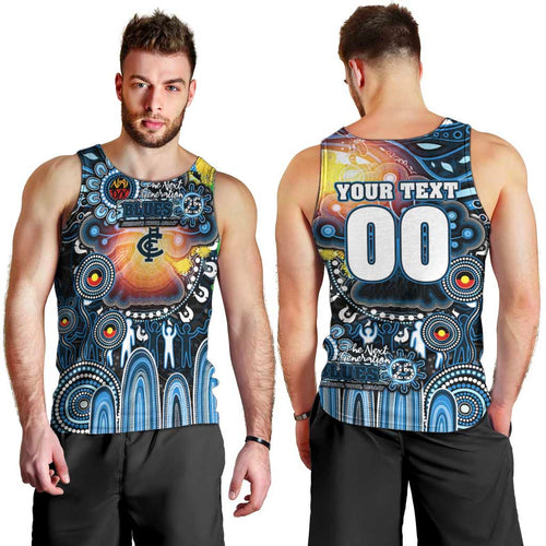 Personalised NAIDOC Week 2025 Blues Football Men Tank Top Aboriginal Dot Painting