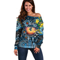 Personalised NAIDOC Week 2025 Blues Football Off Shoulder Sweater Aboriginal Dot Painting