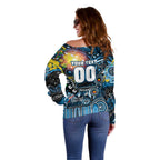 Personalised NAIDOC Week 2025 Blues Football Off Shoulder Sweater Aboriginal Dot Painting
