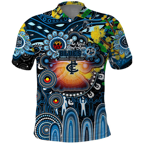 Personalised NAIDOC Week 2025 Blues Football Polo Shirt Aboriginal Dot Painting