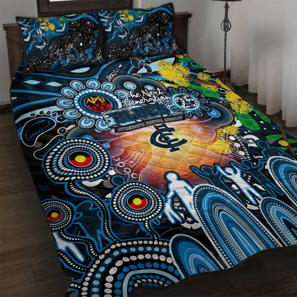 NAIDOC Week 2025 Blues Football Quilt Bed Set Aboriginal Dot Painting