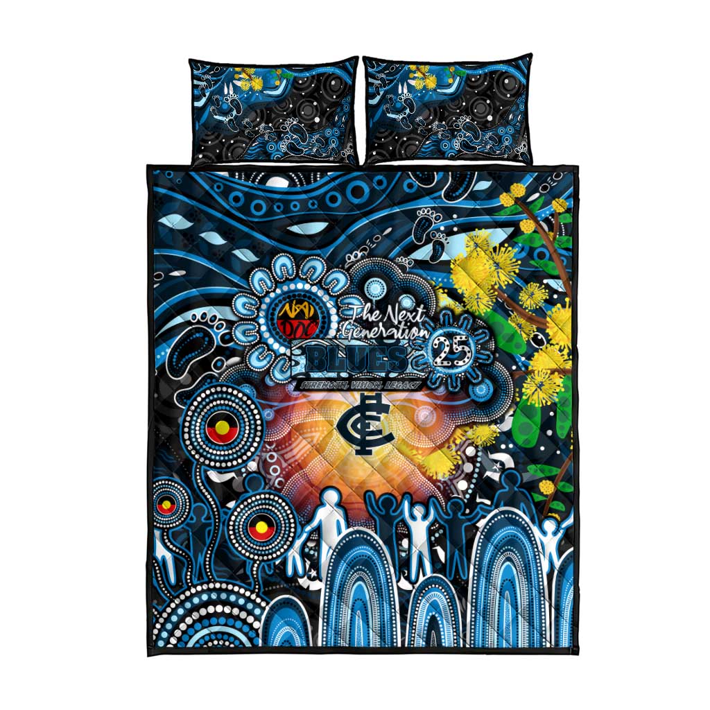NAIDOC Week 2025 Blues Football Quilt Bed Set Aboriginal Dot Painting