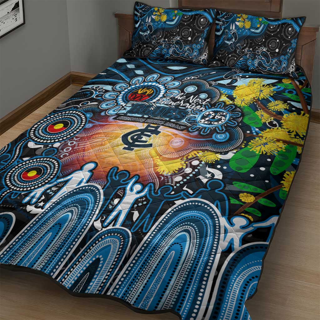 NAIDOC Week 2025 Blues Football Quilt Bed Set Aboriginal Dot Painting