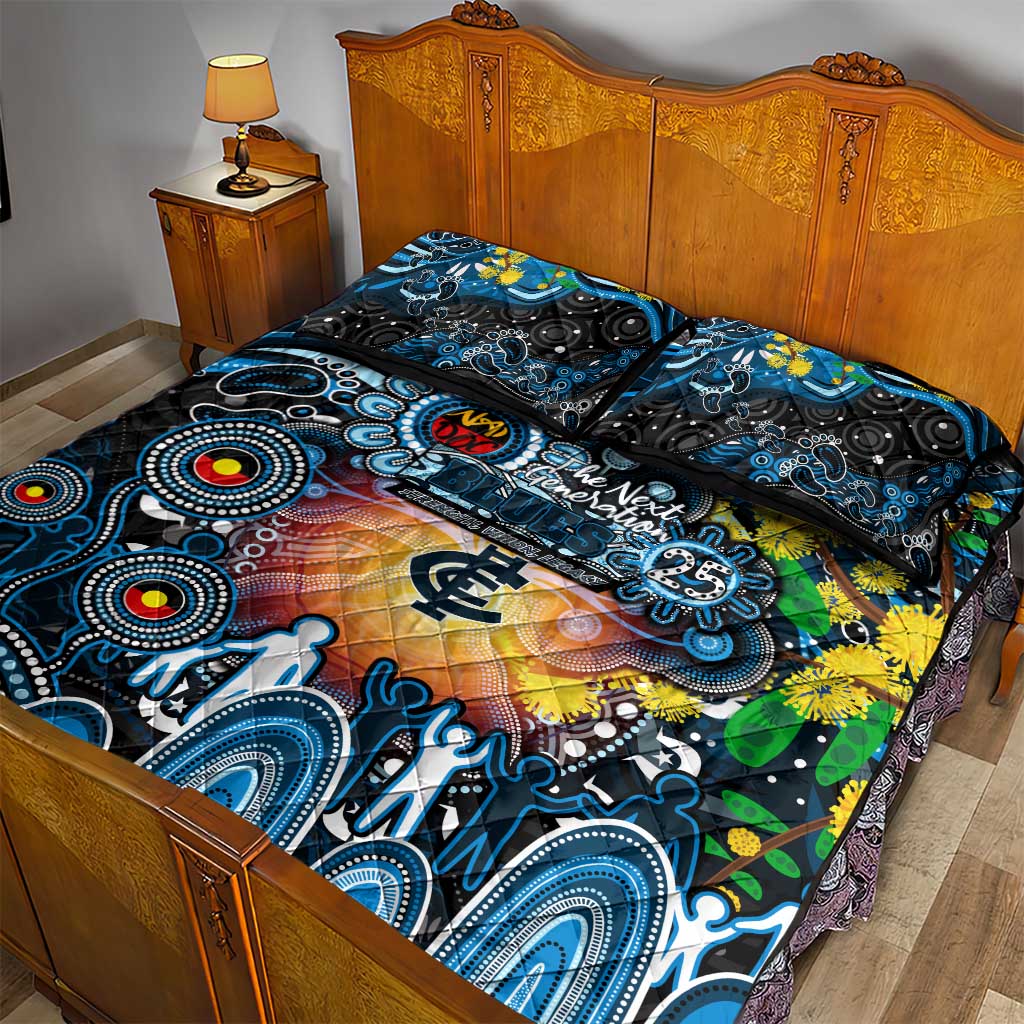 NAIDOC Week 2025 Blues Football Quilt Bed Set Aboriginal Dot Painting