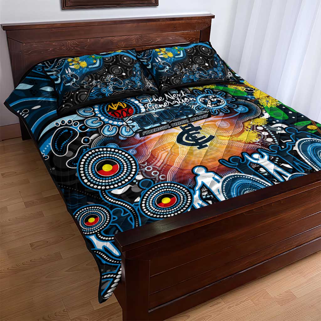 NAIDOC Week 2025 Blues Football Quilt Bed Set Aboriginal Dot Painting
