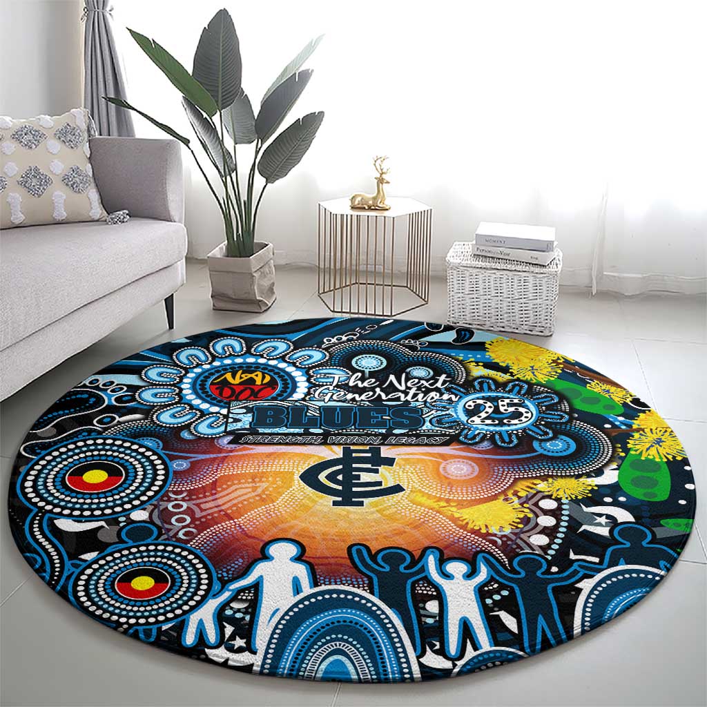 NAIDOC Week 2025 Blues Football Round Carpet Aboriginal Dot Painting