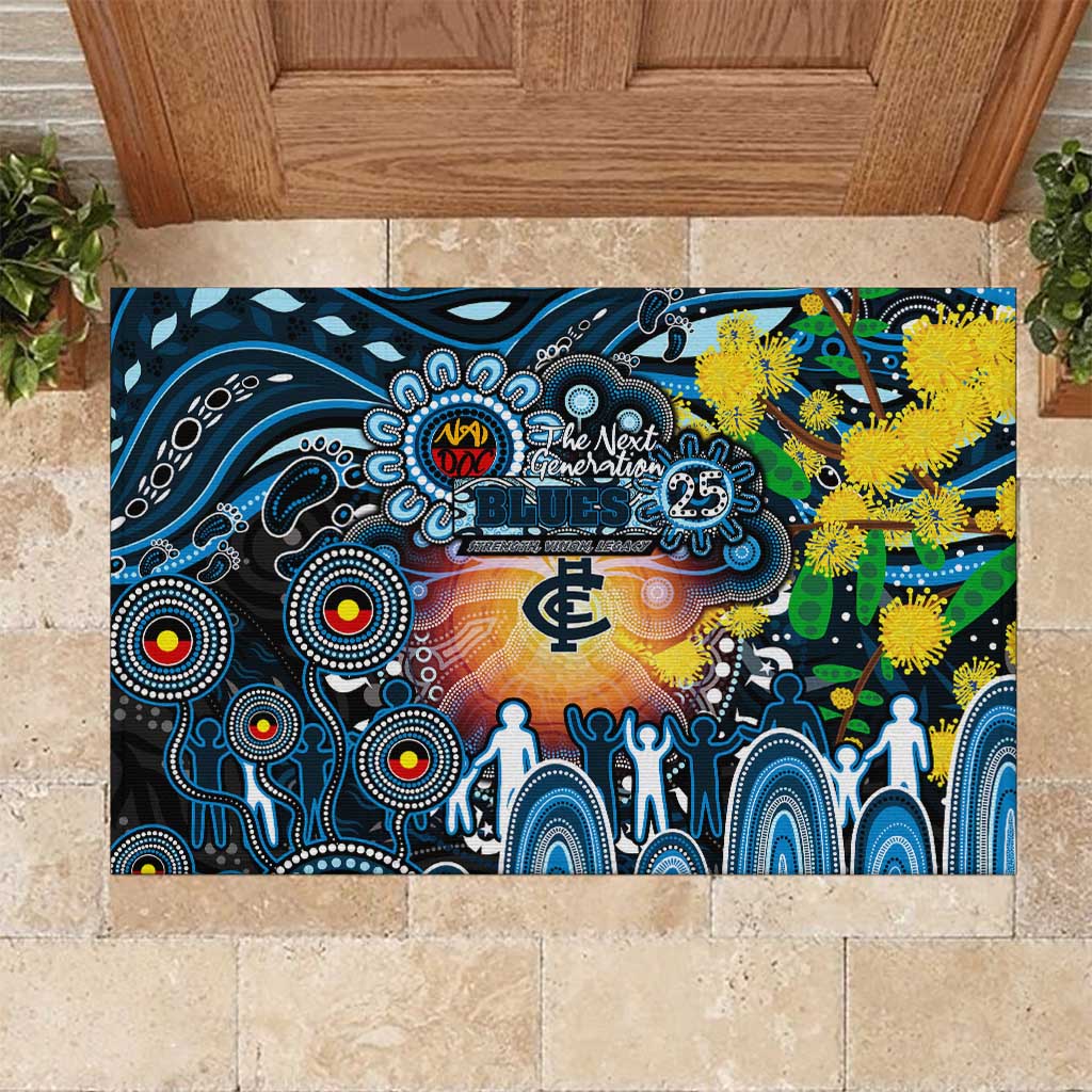 NAIDOC Week 2025 Blues Football Rubber Doormat Aboriginal Dot Painting