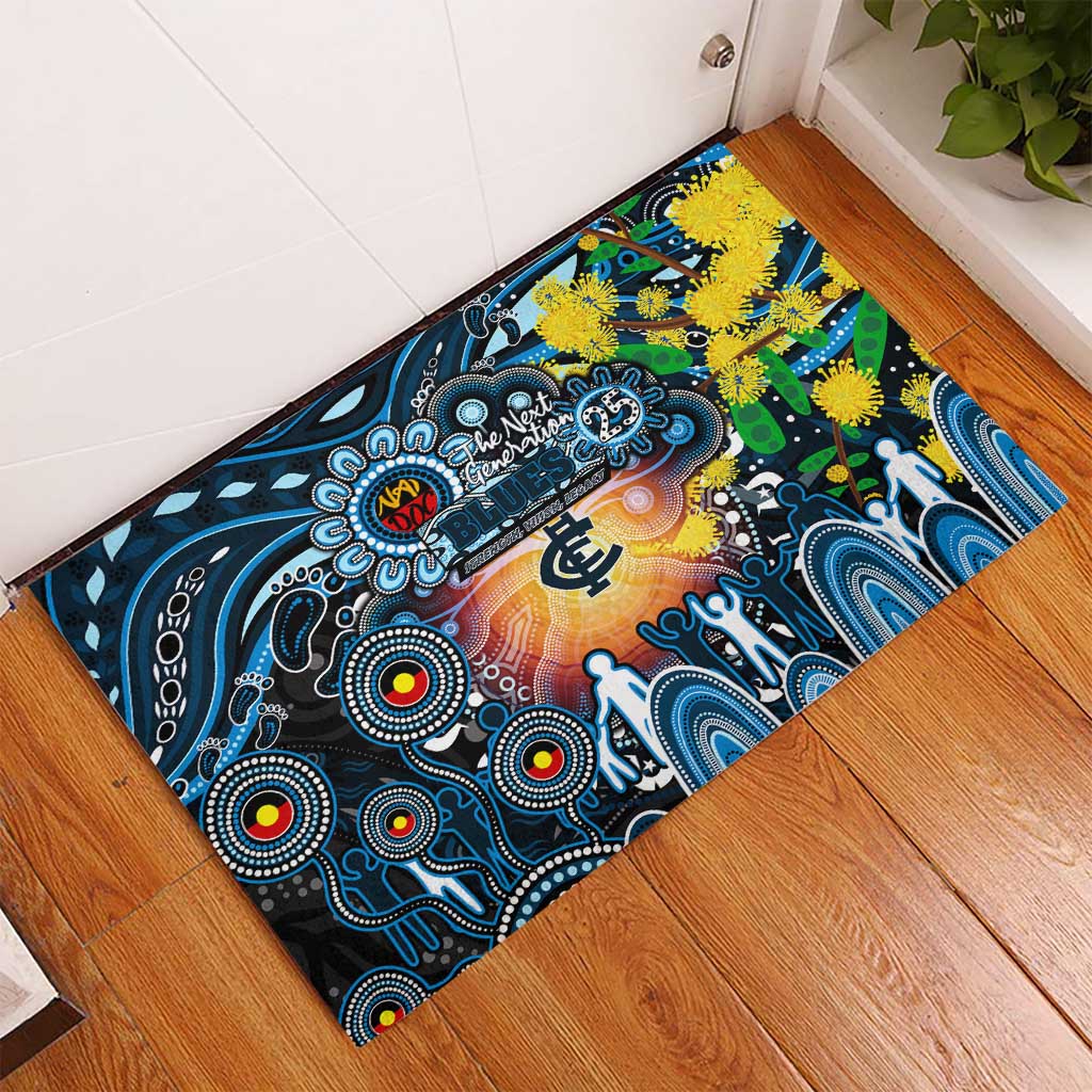 NAIDOC Week 2025 Blues Football Rubber Doormat Aboriginal Dot Painting