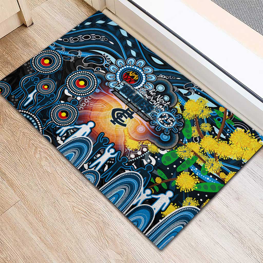 NAIDOC Week 2025 Blues Football Rubber Doormat Aboriginal Dot Painting
