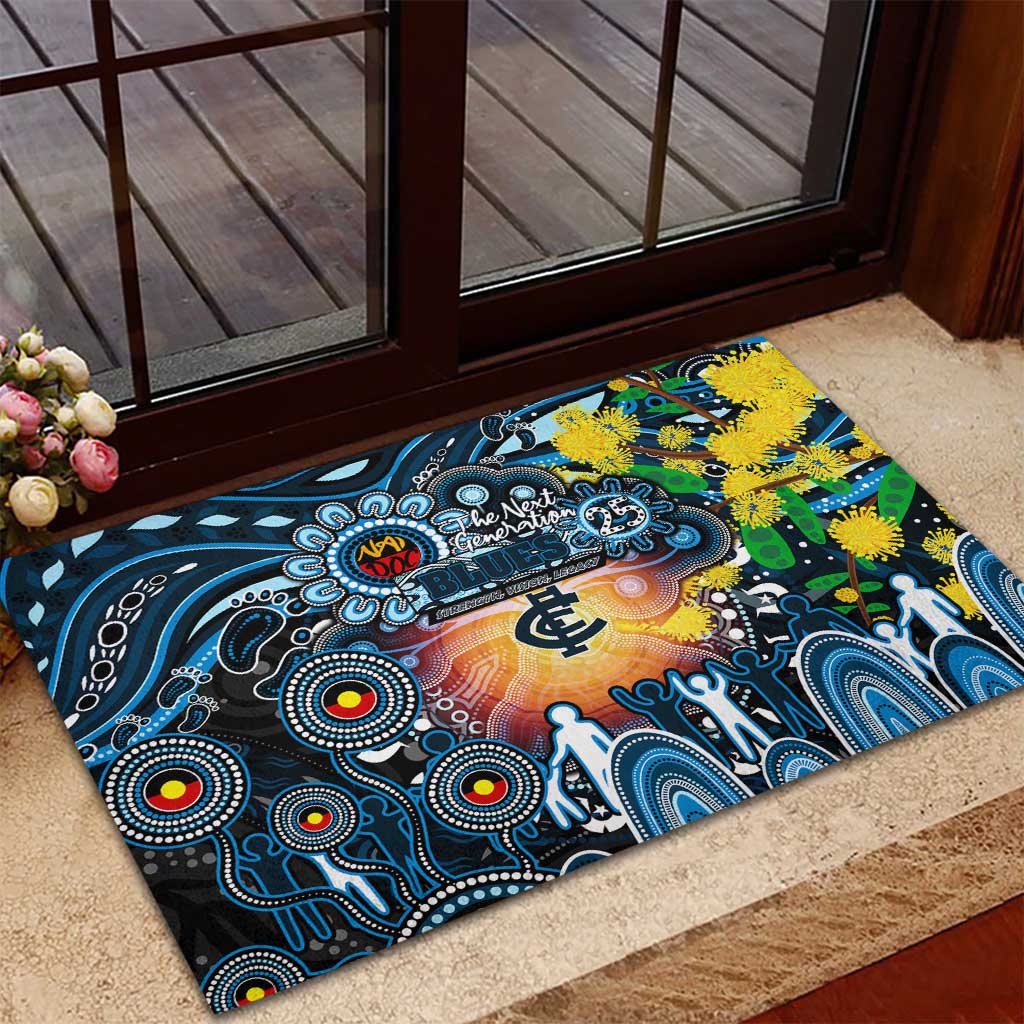 NAIDOC Week 2025 Blues Football Rubber Doormat Aboriginal Dot Painting