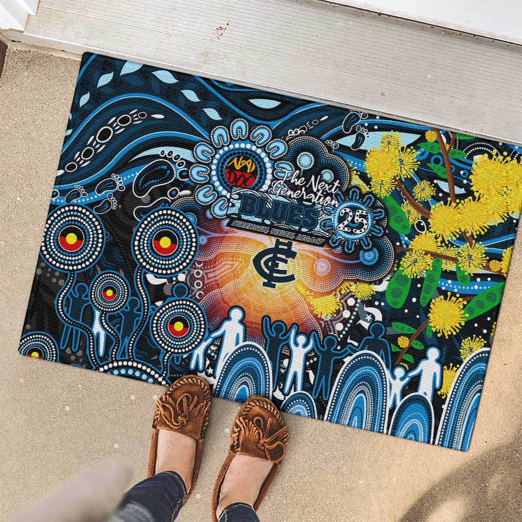 NAIDOC Week 2025 Blues Football Rubber Doormat Aboriginal Dot Painting